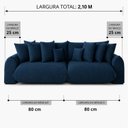 Ver imagem 4 de Sofá Retrátil 3 Lugares Veludo Armani 2,10 Mts Azul