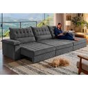 Ver mais imagens de Sofá Retrátil e Reclinável 4,20m com Molas e Espuma D33 Thunder Velusoft Cinza Cama Inbox