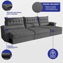 Ver imagem 2 de Sofá Retrátil e Reclinável 4,20m com Molas e Espuma D33 Thunder Velusoft Cinza Cama Inbox