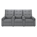 Ver imagem 2 de Poltrona do Papai Reclinável Sala de Cinema Movie 3 Lugares Manual Baú USB Linho Cinza Gran Belo Mov