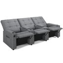 Ver imagem 7 de Poltrona do Papai Reclinável Sala de Cinema Movie 3 Lugares Manual Baú USB Linho Cinza Gran Belo Mov