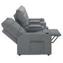 Ver imagem 6 de Poltrona do Papai Reclinável Sala de Cinema Movie 3 Lugares Manual Baú USB Linho Cinza Gran Belo Mov
