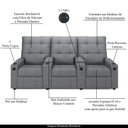 Ver imagem 3 de Poltrona do Papai Reclinável Sala de Cinema Movie 3 Lugares Manual Baú USB Linho Cinza Gran Belo Mov