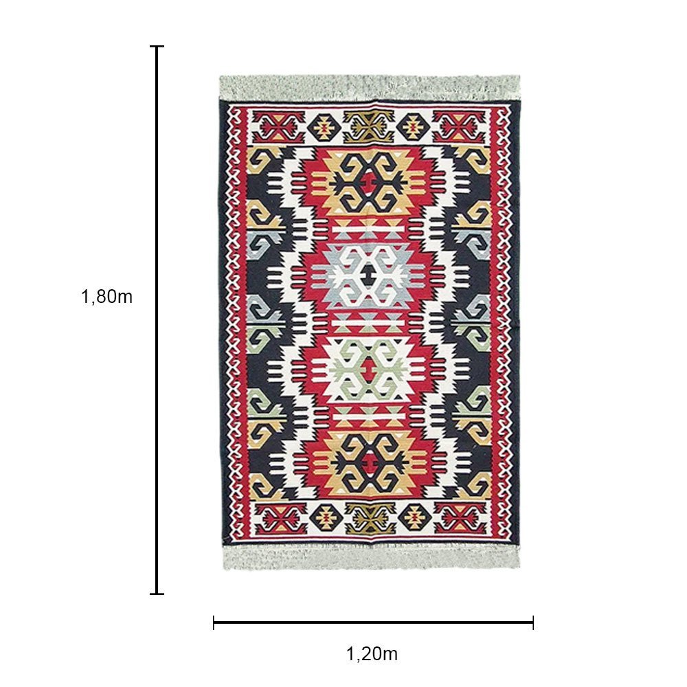 Tapete para Hall de Entrada e Sala Quarto Turco Kilim Dupla Face - 120x180cm - 4