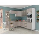 Ver imagem 1 de Armário de Cozinha Completa 10 Peças com Vidro Tampo e Bancada Pérola Luciane Móveis