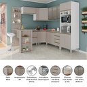 Ver imagem 4 de Armário de Cozinha Completa 10 Peças com Vidro Tampo e Bancada Pérola Luciane Móveis