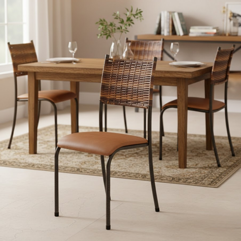 Conjunto Kit 4 Cadeiras Cozinha Jantar Almofadada Sisal