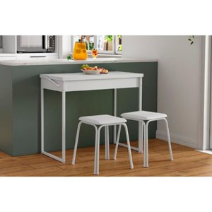 Conjunto: Mesa de Cozinha Dobrável 1590 C/ 2 Banquetas Branco - Carraro
