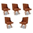 Ver imagem 1 de Kit 5 Cadeiras Decorativas Sala de Jantar Base Giratória de Madeira Firenze PU Nozes/Natural G19 - G