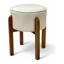 Ver imagem 3 de Puff Banqueta Redondo Pés de Madeira Luxo Lar & Estilo Bege
