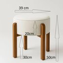 Ver imagem 2 de Puff Banqueta Redondo Pés de Madeira Luxo Lar & Estilo Bege