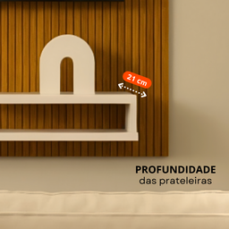 Painel Ripado 3d Off-white com Prateleira Tv 32 Polegadas Estilo Moderno Rack Estante Suspenso Mdf - 5