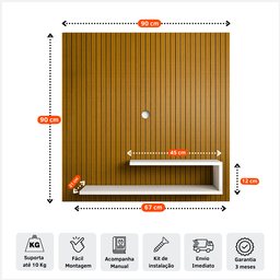 Painel Ripado 3d Off-white com Prateleira Tv 32 Polegadas Estilo Moderno Rack Estante Suspenso Mdf - 4