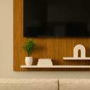 Ver mais imagens de Painel Ripado 3d Off-white com Prateleira Tv 32 Polegadas Estilo Moderno Rack Estante Suspenso Mdf