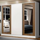 Ver imagem 1 de Guarda-roupa Casal 100% Mdf Madesa Eros 3 Portas de Correr com Espelhos - Branco/rustic/branco