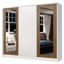 Ver imagem 2 de Guarda-roupa Casal 100% Mdf Madesa Eros 3 Portas de Correr com Espelhos - Branco/rustic/branco