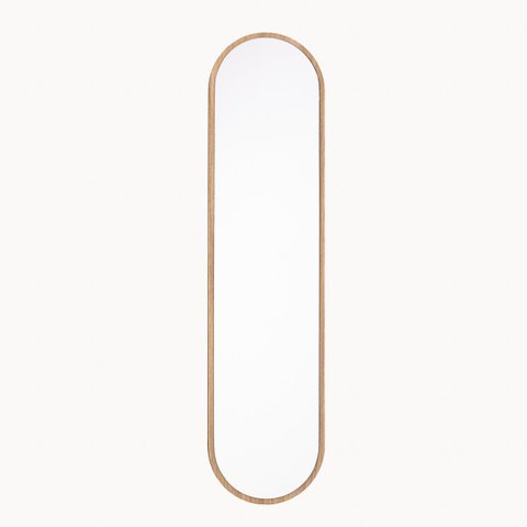 Espelho Oval Shay  Grande 120cm x 30cm Minimalista com Moldura em Madeira Tauari   Casavee