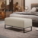Ver imagem 2 de Puff Decorativo Para Sala de Estar Cléo W01 Base de Ferro 90 cm Linho Bege - Lyam Decor