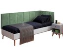 Ver imagem 1 de Conjunto Cabeceira Painel Estofada Cama de Solteiro - Verde Menta
