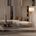 Ver imagem 1 de Luminária Paris Pés de Madeira Luxo Decorativa Cúpula Palha