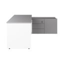 Ver imagem 5 de Mesa em L com Armário Lateral Caixa de Tomadas e 3 Gavetas 180cm Tampo Chanfrado Escritório Corporat