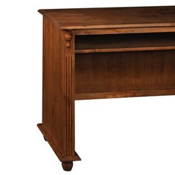 Escrivaninha de Madeira com Porta Teclado e Pés Torneados - Castanho Envelhecido - 4