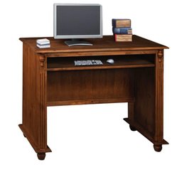 Escrivaninha de Madeira com Porta Teclado e Pés Torneados - Castanho Envelhecido - 2