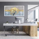 Ver imagem 2 de Quadro Decorativo Grande Para Sala Quarto Arvore Dourada:Branco