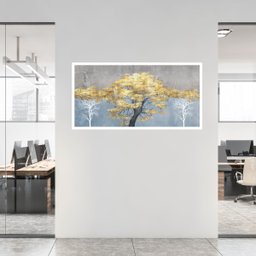 Quadro Decorativo Grande Para Sala Quarto Arvore Dourada:Branco - 3