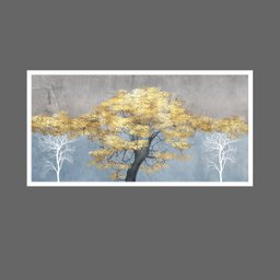 Quadro Decorativo Grande Para Sala Quarto Arvore Dourada:Branco - 1