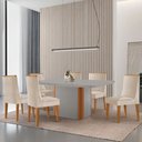Ver imagem 1 de Mesa de Jantar Isadora 180cm Tampo Mdf Vidro com 6 Cadeiras Lisboa