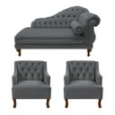Ver imagem 1 de Divã Larissa 160 cm e 2 Poltronas Genesis Suede Cinza - LM DECOR