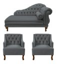 Ver imagem 1 de Divã Larissa 160 cm e 2 Poltronas Genesis Suede Cinza - LM DECOR