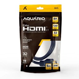 Cabo Hdmi Aquario 2.1 8K 3D 19 Pinos 5 Metros - 8K5 - 3