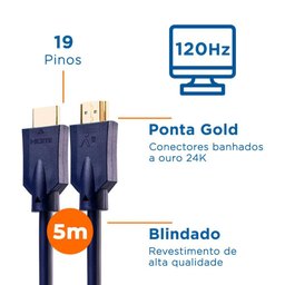 Cabo Hdmi Aquario 2.1 8K 3D 19 Pinos 5 Metros - 8K5 - 5