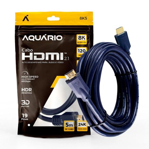 Cabo Hdmi Aquario 2.1 8K 3D 19 Pinos 5 Metros - 8K5
