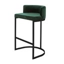 Ver imagem 1 de Banqueta Alta Estofada Estrutura Aço Carbono Belly Ii Base Preto 75cm Suede Verde