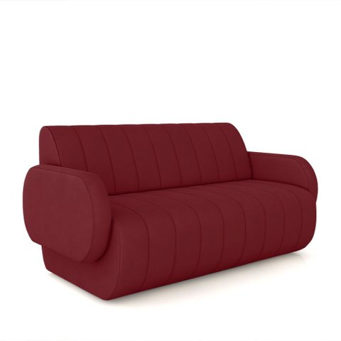 Sofá Decorativo Living Sala de Estar Bornéu 148cm Pés de Madeira Veludo Bordô G33 - Gran Belo