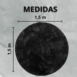Tapete Macio Peludo 1,50m Redondo Óasis Preto Black - 4