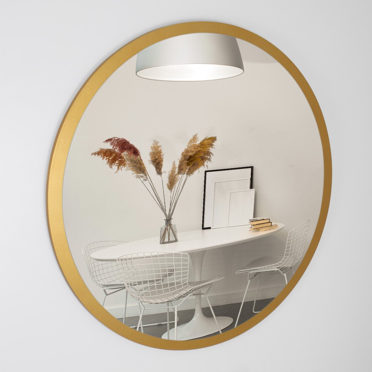 Espelho Redondo de Parede Estilo Minimalista 50 cm 0 -  Moema - Dourado - 1