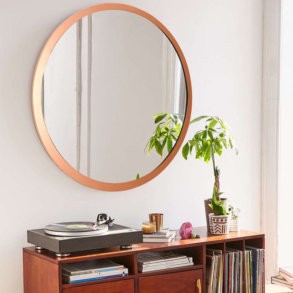 Espelho Redondo de Parede Estilo Minimalista 50 cm 0 -  Moema - Dourado - 2