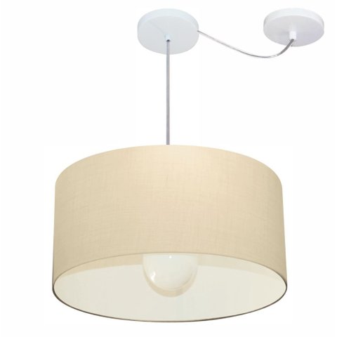 Lustre Pendente Cilíndrico Com Desvio de Centro Vivare Md-4230 Cúpula em Tecido 50x25cm - Bivolt - A