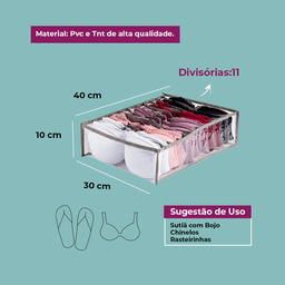 Colmeia Organizadora Gaveta Roupa Premium Para Sutiãs Camisetas 40x30x10cm Cor: Cinza - 2