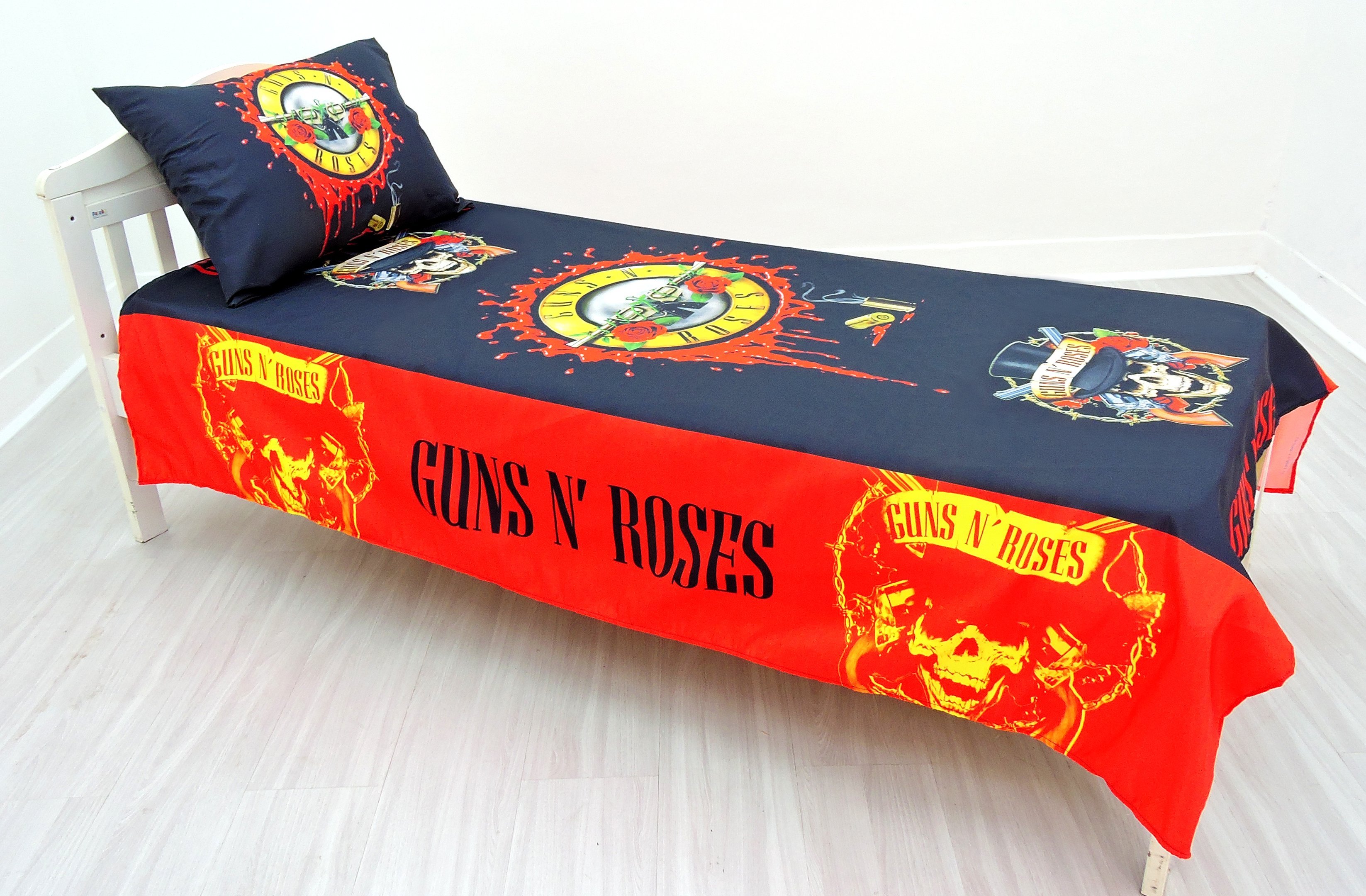 Jogo De Lençol Decorativo E Fronha Solteiro Guns N' Roses, Kit 2 pçs - 2