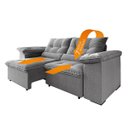 Ver imagem 4 de Estofado Barcelona 2.10m Retrátil e Reclinável Galego Home - Cinza