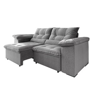 Estofado Barcelona 2.10m Retrátil e Reclinável Galego Home - Cinza