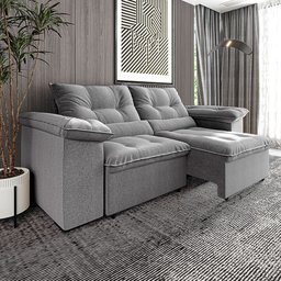 Estofado Barcelona 2.10m Retrátil e Reclinável Galego Home - Cinza - 6