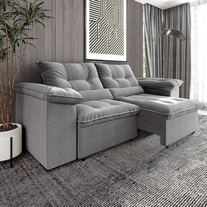 Estofado Barcelona 2.10m Retrátil e Reclinável Galego Home - Cinza