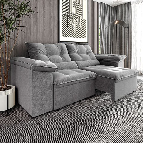 Estofado Barcelona 210cm Retrátil e Reclinável Galego Home