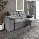 Ver imagem 1 de Estofado Barcelona 2.10m Retrátil e Reclinável Galego Home - Cinza